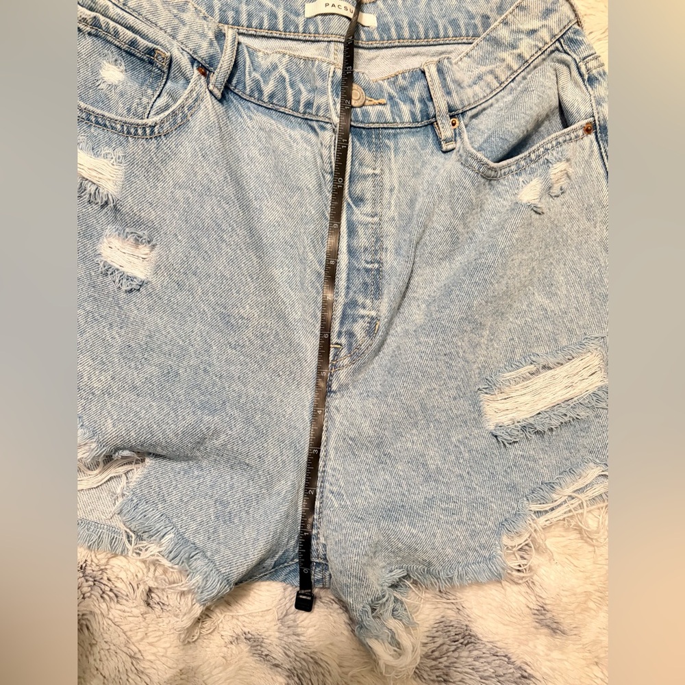Women’s PacSun Light Blue Jean Ripped/Distressed High Rise Denim Shorts Sz 30 - Picture 14 of 16